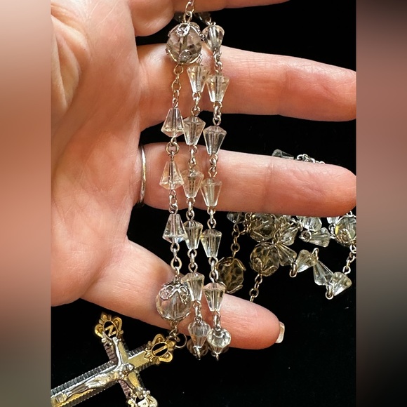Vintage‎ Sterling Silver Rosary With Faceted Crystal Beads 23” - Picture 6 of 6